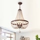 preview thumbnail 3 of 23, Oaks Aura Farmhouse Candle Style 4-Light Wood Ceiling Light Bohemia Beaded Wood Chandelier Rusty