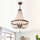 preview thumbnail 1 of 23, Oaks Aura Farmhouse Candle Style 4-Light Wood Ceiling Light Bohemia Beaded Wood Chandelier