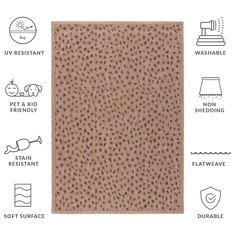 SAFAVIEH Courtyard Vasi Indoor /Outdoor Waterproof Patio Backyard Rug - 5'3" x 7'7" - Natural/Gold