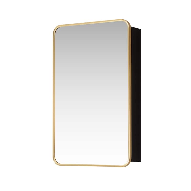 Talayuela Rectangular Aluminum Framed Medicine Cabinet with Mirror - 20"W x 32"H - Brushed Gold Frame