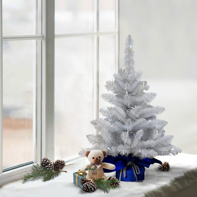 Puleo International White Pre-Lit 2' Tabletop Artificial Christmas Tree