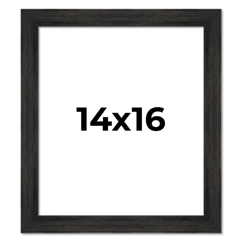 14x16 Black Rustic Wide Barnwood Picture Frame - UV Acrylic, Foam Board Backing, Hanging Hardware - Holds 14x16 Photo