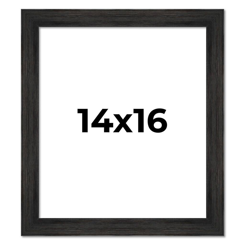 14x16 Black Rustic Wide Barnwood Picture Frame - UV Acrylic, Foam Board Backing, Hanging Hardware