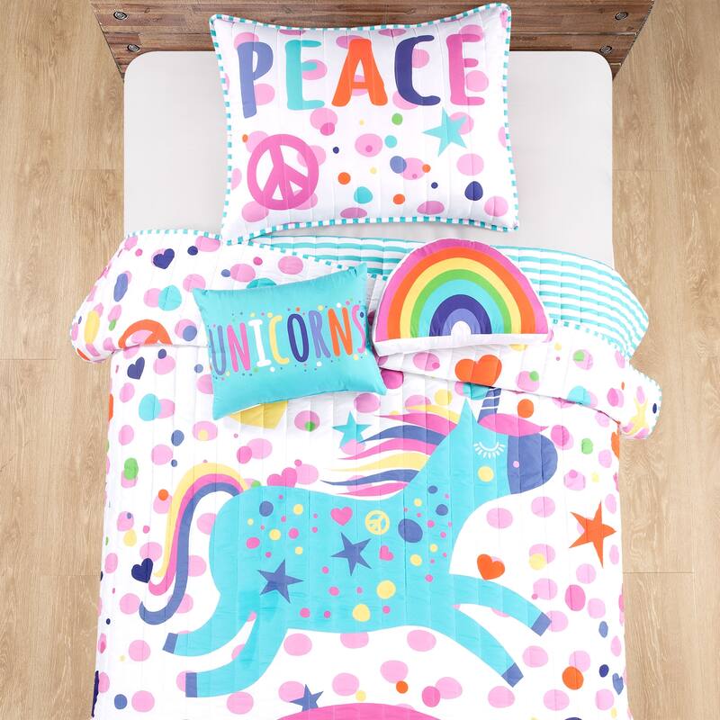 Lush Decor Unicorn Rainbow Quilt Set