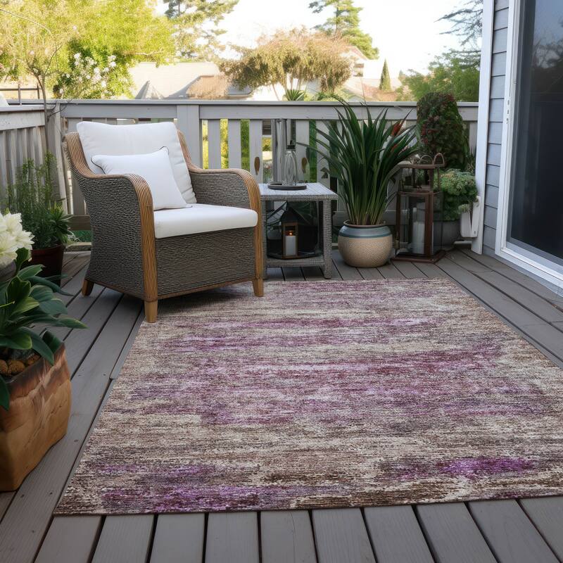 Machine Washable Indoor/ Outdoor Ombre Solid Chantille Rug