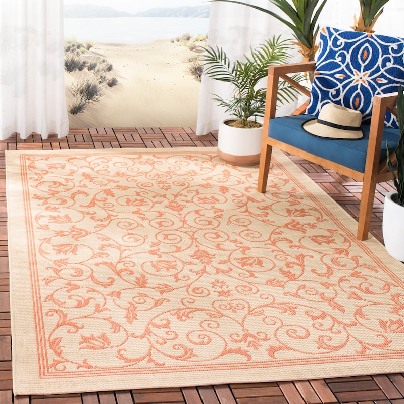 SAFAVIEH Courtyard Clarine Indoor/ Outdoor Waterproof Patio Backyard Rug - 2'7" x 5' - Natural/Terra