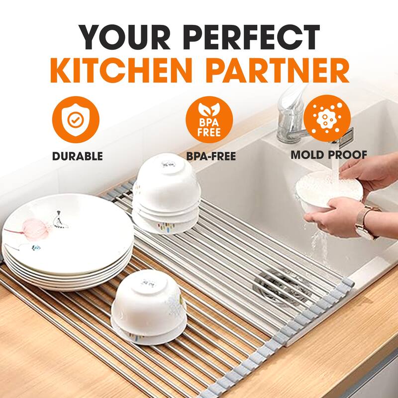 Cheer Collection Multipurpose Over The Sink Stainless Steel Drying Rack