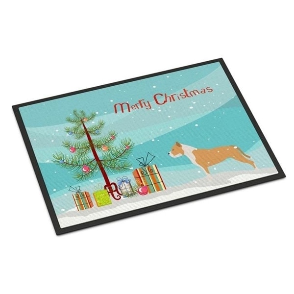 Carolines Treasures BB2972JMAT Staffordshire Bull Terrier Merry Christmas Tree Indoor or Outdoor Mat 24 x 36