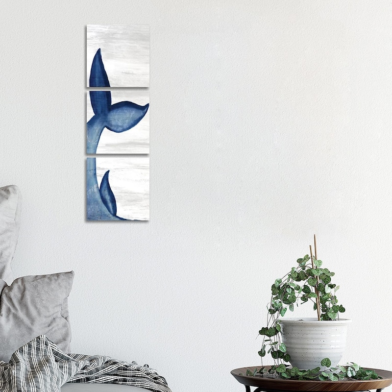 iCanvas "Whale Tails I" by Ann Bailey 3-Piece Canvas Wall Art Set - 36x12x1.5