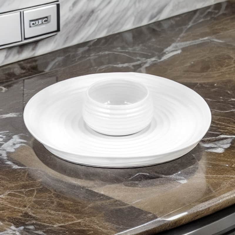 Portmeirion Sophie Conran White 2 piece Chip and Dip - 12 in