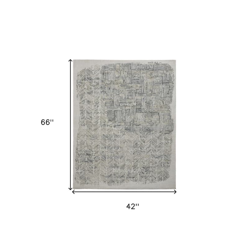 Xukol Distressed Abstract Modern Woven Durable Area Rug By HomeRoots - 4' x 6'
