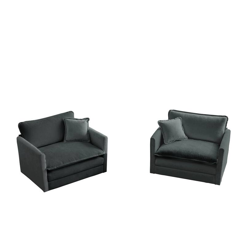 Roomfitters Set of 2 Chenille Accent Chairs, Modular Upholstered Armchairs with Pillows