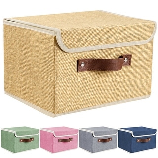 2Pcs Fabric Storage Basket Bin with Lid Collapsible Box Cube Organizer ...