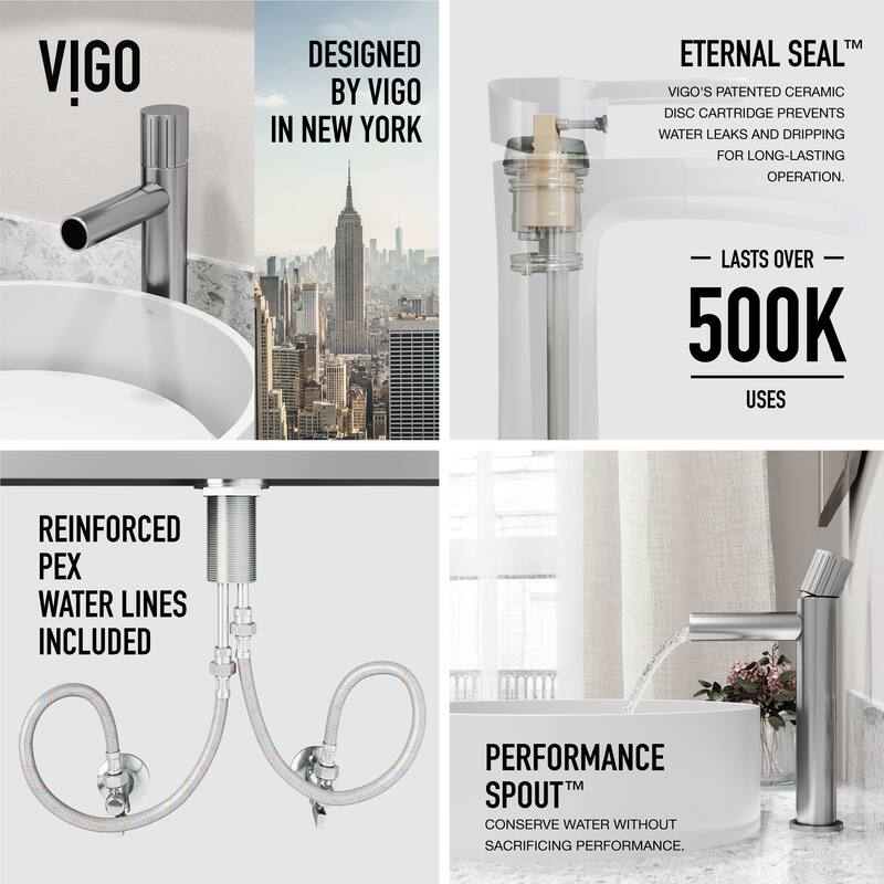 VIGO Anvil 16"L x 16"W MatteStone Vessel Sink and Ashford 11"H Faucet Set