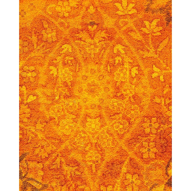 Overton Handknotted Wool Vintage Inspired Contemporary Overdyed Orange Area Rug - 18' 2" x 11' 10"