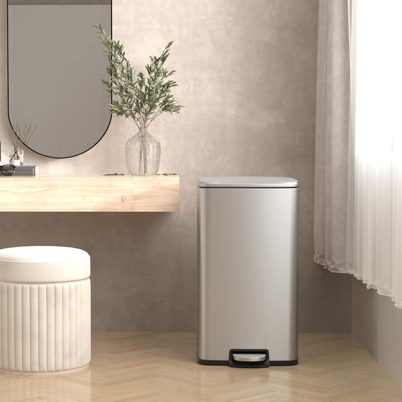 Innovaze 8 Gal./30 Liter Rectangular Stainless Steel step-on Trash Can for kitchen