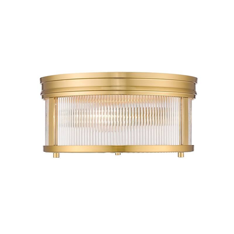 Z-Lite 7504FR13 Carnaby 2 Light 13" Wide Flush Mount Drum Ceiling - Modern Gold