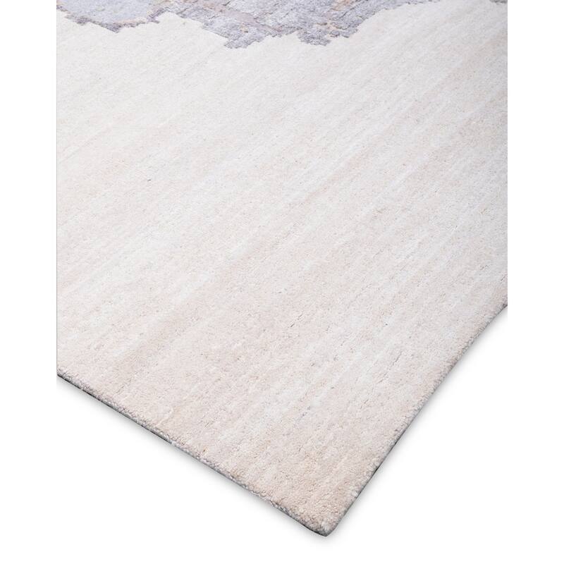 Overton Hand Knotted Wool Vintage Inspired Modern Contemporary Modern Beige Area Rug - 10' 1" x 8' 1"