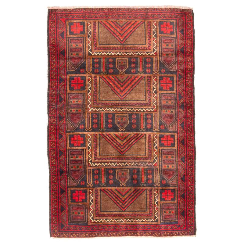 ECARPETGALLERY Hand-knotted Teimani Dark Navy Wool Rug - 3'1 x 4'11