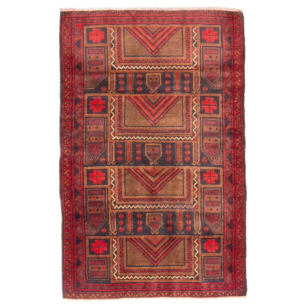 ECARPETGALLERY Hand-knotted Teimani Dark Navy Wool Rug - 3'1 x 4'11