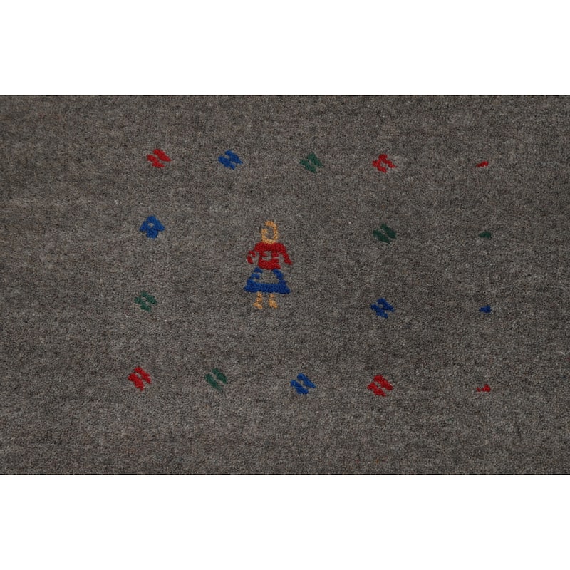 Hand Knotted Oriental 100% Wool Carpet Tribal Tribal Greys & Charcoal Gabbeh Area Rug - 10' 1'' X 8' 1''