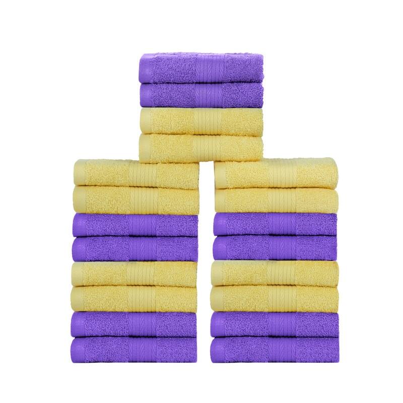 Cotton 600GSM Assorted Color Wash Cloths 12x12 Inch by Ample Decor - Pack of 20
