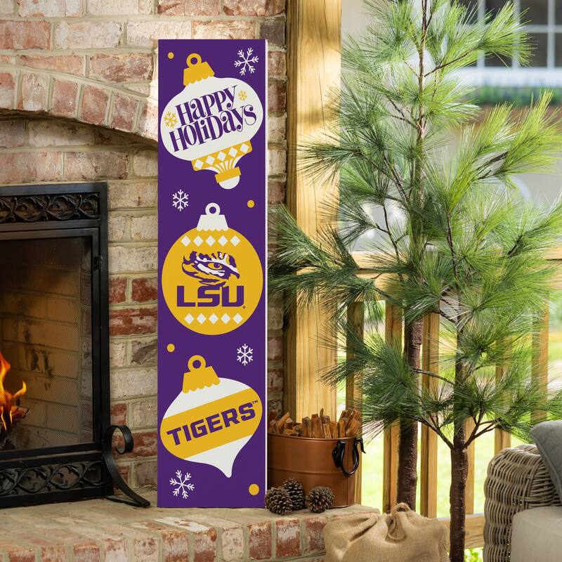 47" Double Sided Seasonal Porch Leaner, Louisiana State University - 47" x 11.25" - Christmas