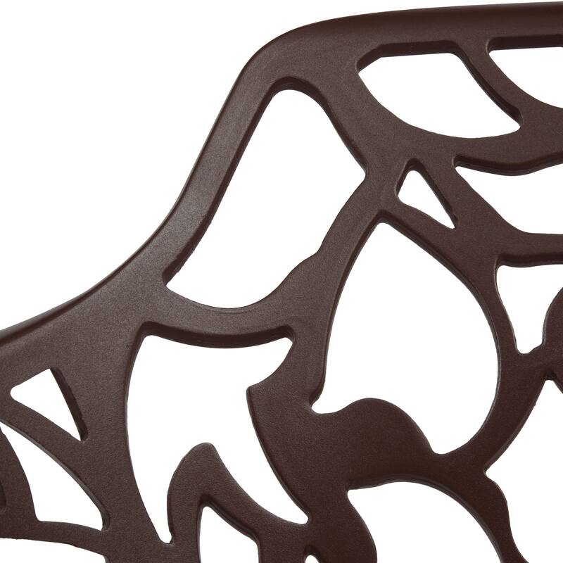 Devon Aluminum Dining Armchair with Floral Cutouts – Stackable, UV-Protected, Indoor/Outdoor Patio Side Chair