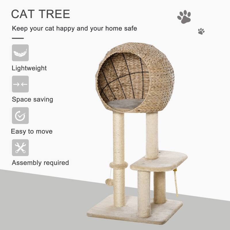 Multi-Level Cat Tree with Condo, Sisal Scratching Posts & Platforms - 19" L × 15.75" W × 39.25" H