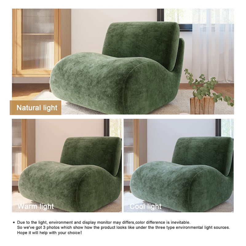 UIXE 33" Swivel Upholstered Aceent Chair Comfy Slipper Chair