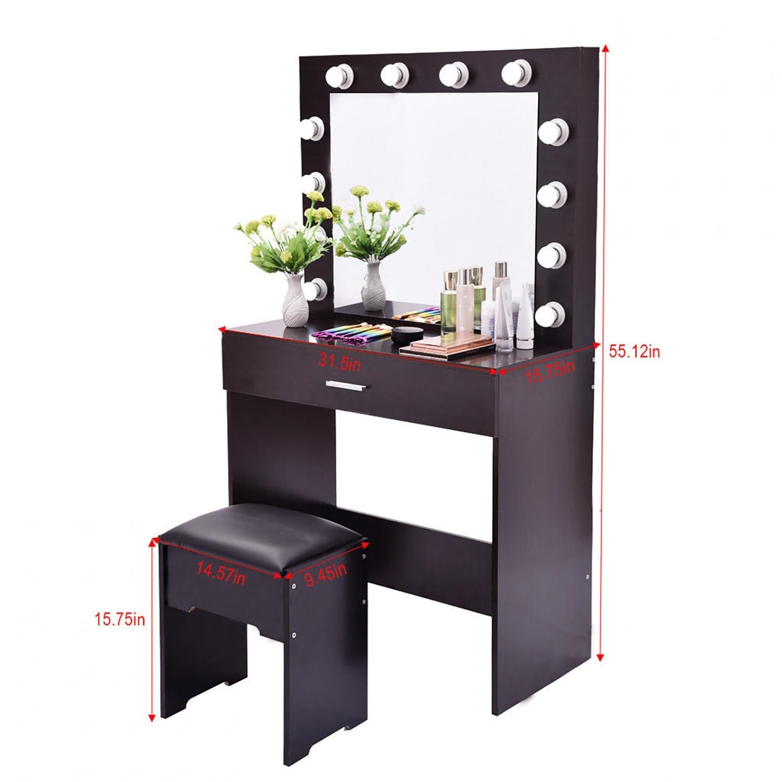 Kilmarnock vanity set sales stool and mirror