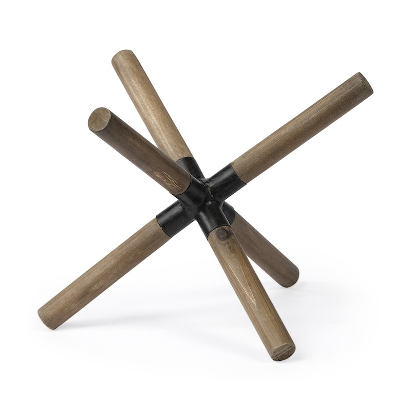 HomeRoots 6" Brown Metal And Wood Modern Abstract Tabletop Sculpture