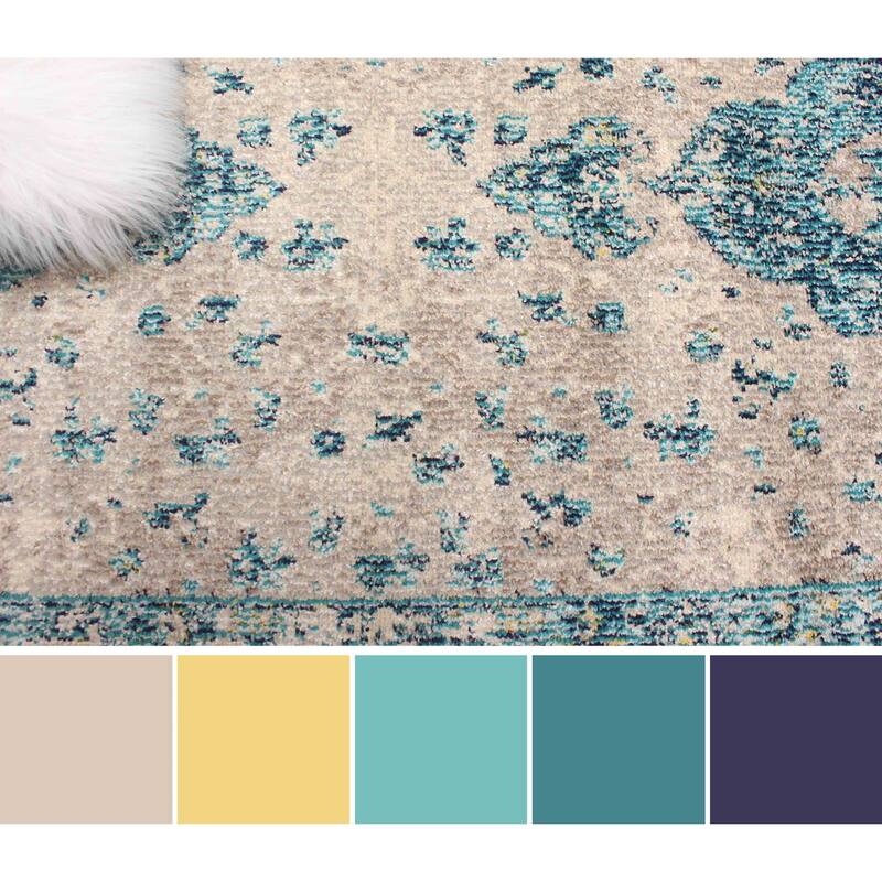 ECARPETGALLERY Machine Made Daria Blue Area Rug