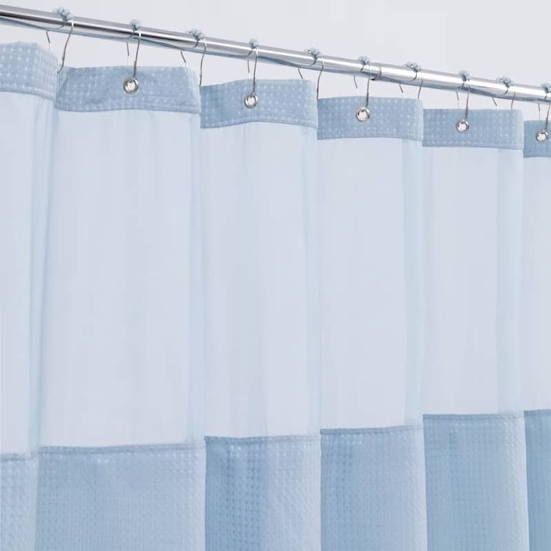 Waffle Weave Shower Curtain with Snap-in Liner 12 Hooks Included