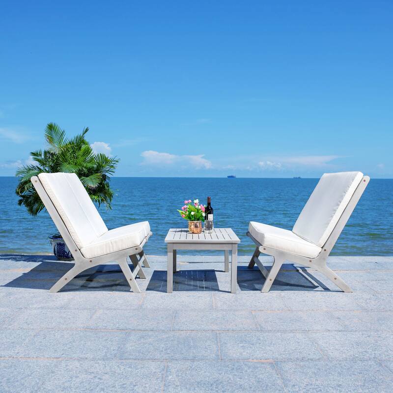 SAFAVIEH Outdoor Aryana 4-Piece Conversation Patio Set with Accent Pillow - 46W x 34D x 32H