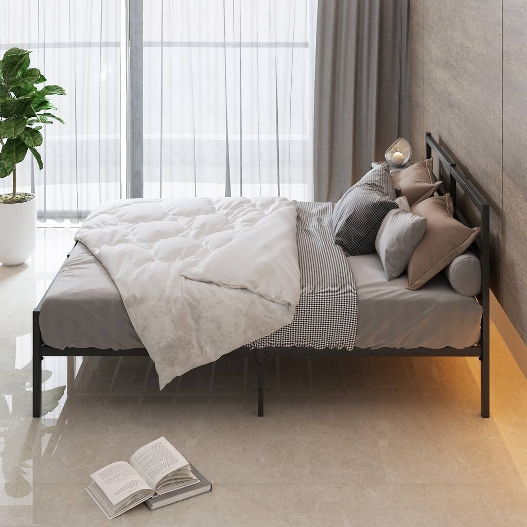 Metal Platform Bed frame with Headboard