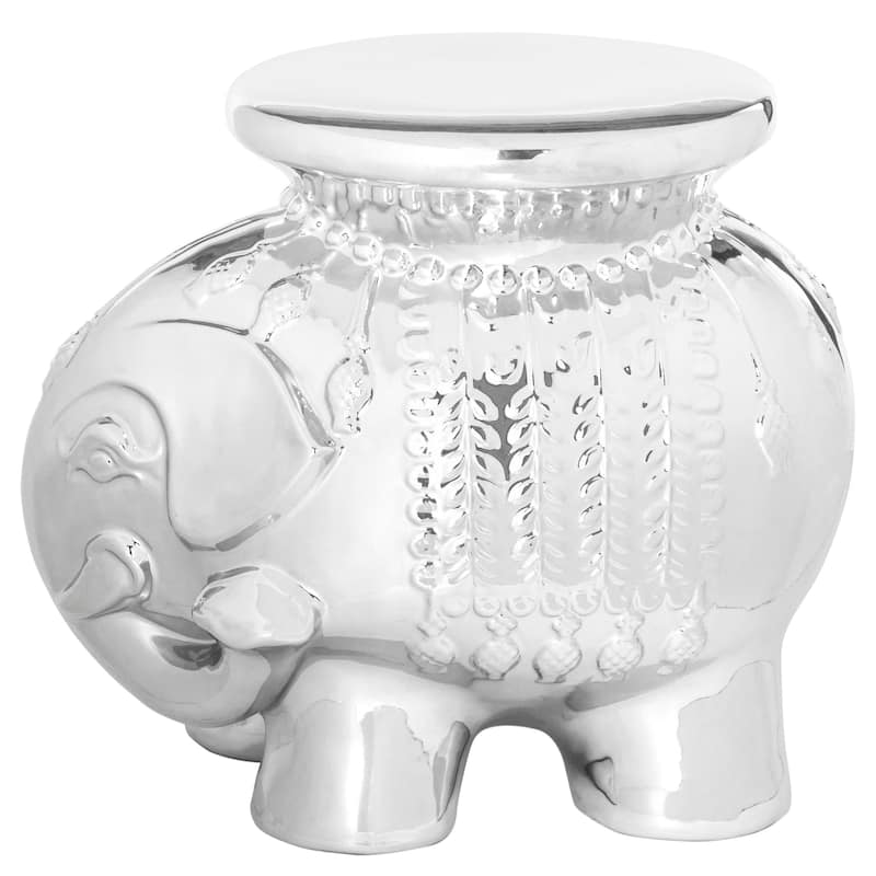 SAFAVIEH Paradise Ainara Elephant White Ceramic Decorative Garden Stool