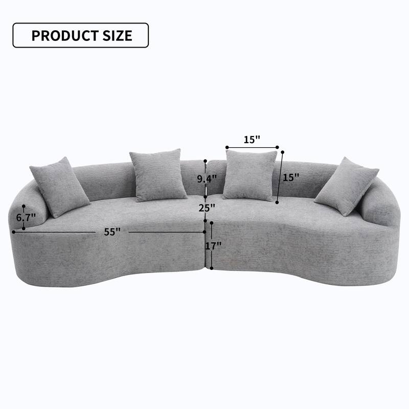 110" Foam Classic 4-Seater Sofa with 4 Pillows for Apartment