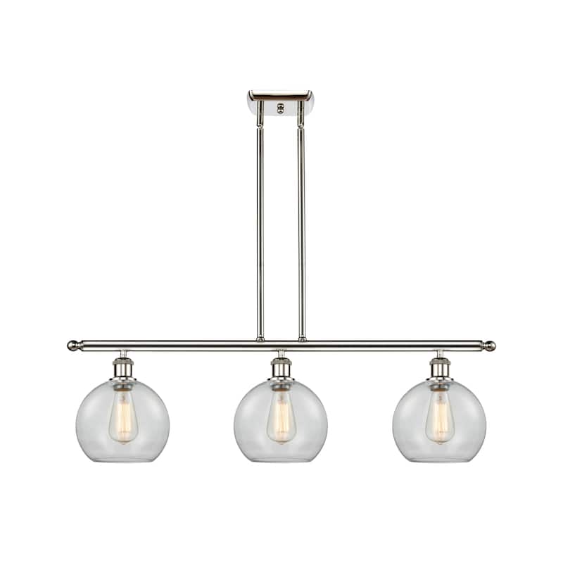 Innovations Lighting Athens 3 Light 36" Island Light - 8" Shade - Clear/Polished Nickel