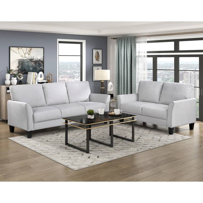 Felix Textured 2-Piece Living Room Set - Wood Finish Exposed Feet