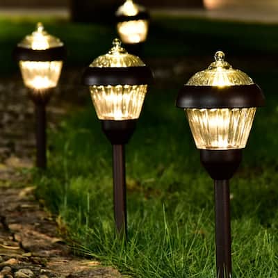 Solar LED Metal & Glass Garden Pathway Light 4 Pack - 4 Pack
