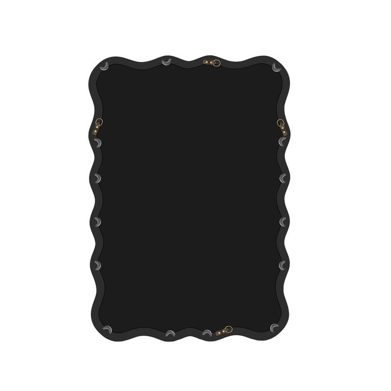 Mia Solid Wood Wavy Rectangle Wall Mirror with HD Reflection and Artistic Frame Design by GDFStudio - 40" x 28"