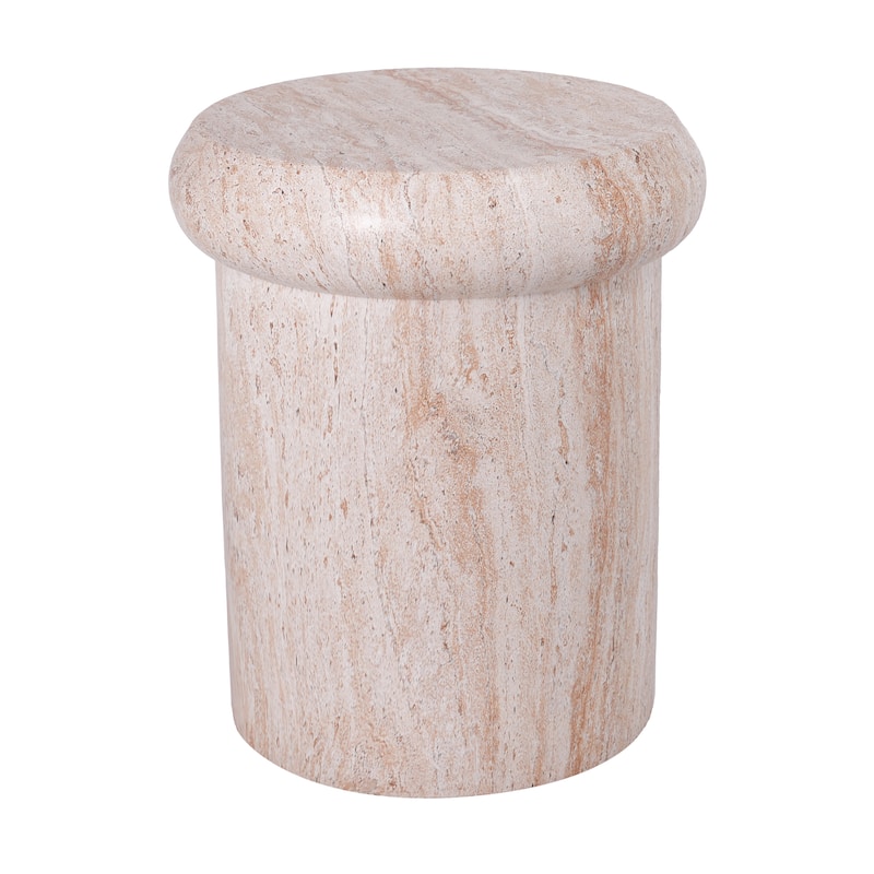 Christopher Knight Home - Lightweight Concrete Sculptural Side Table with Faux Marble Travertine Finish for Indoor & Outdoor