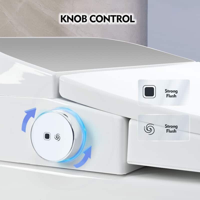 Heated Seat Smart Toilet,1 Piece Toilet,Automatic Flush Tank Less,no Bidet,Foot sensor Flush,Knob Control,Power Outage Flushing