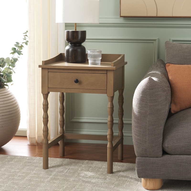 SAFAVIEH Astaroth Accent Table - 19"W x 16"D x 28"H - Desert Brown