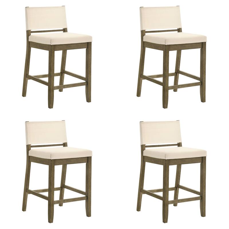 Yanely Mdoern Bar Stool, Upholstered Counter Height Stool with Solid Wood Legs - Set of 4 - Putty Brown - Counter Height