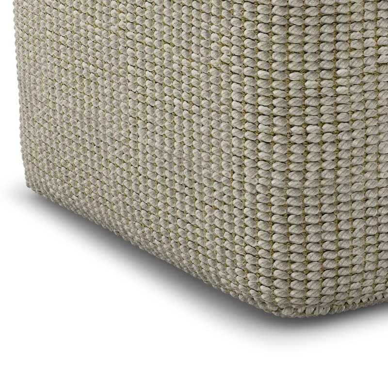 WYNDENHALL Isadora Square Woven Pouf in Cream and Natural Recycled PET Polyester