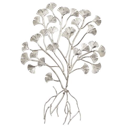 Silver Aluminum Glam Wall Decor Floral and botanical 39 x 27 x 2