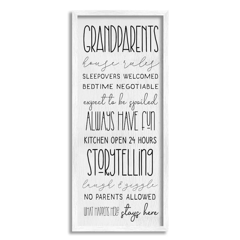 Stupell Grandparents House Rules Fun Rustic Family Sign Framed Wall Art - Black