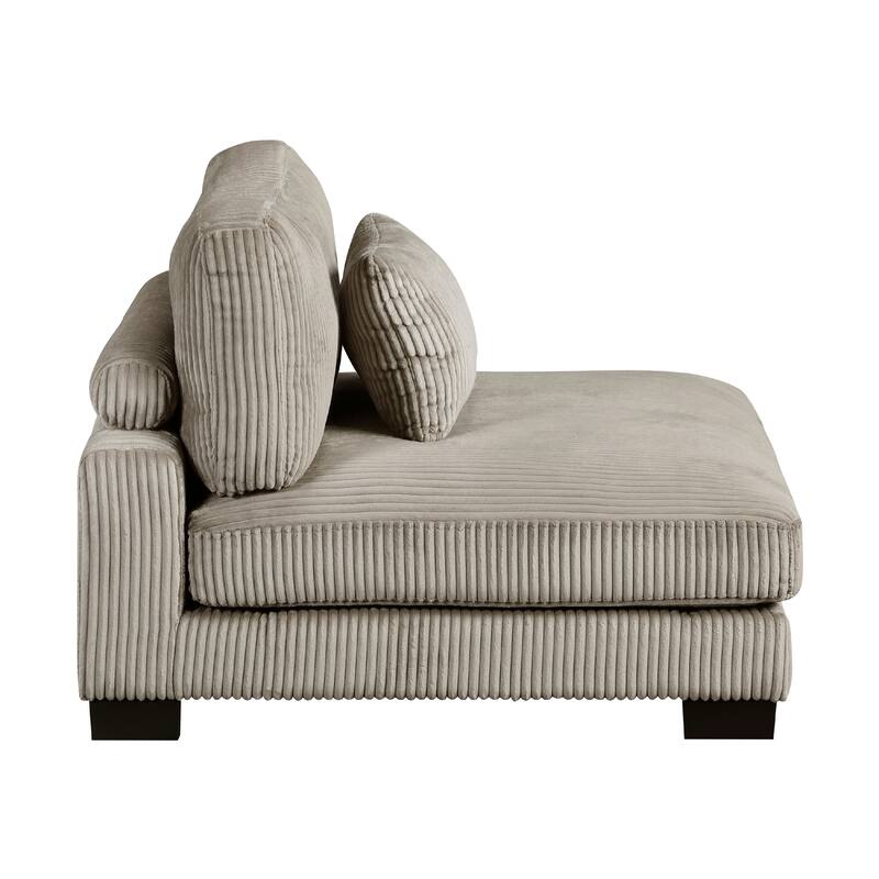 Rix Modular Armless Chair, Lumbar Pillow, Taupe Gray Corduroy, 45 Inch